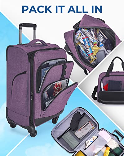 Black Expandable 20 inch Carry on Luggage with Spinner Wheels Z780491