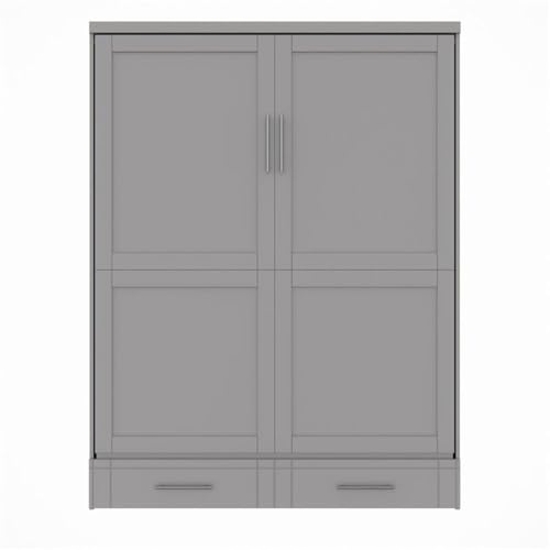 Queen Size Gray Solid Wood Murphy Wall Bed A5539