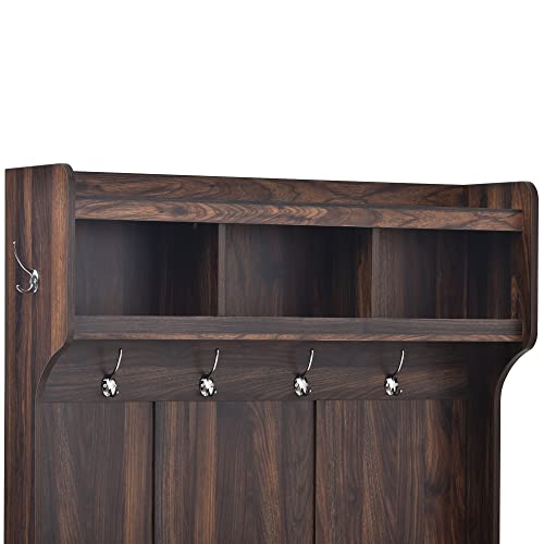 White Hall Tree with Storage Bench and 6 Hooks Z912
