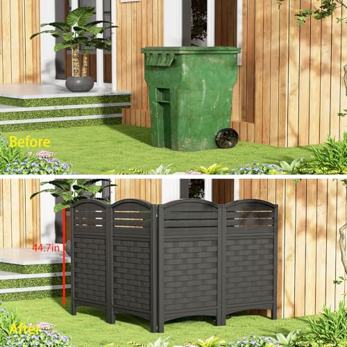 4 Panels Resin Privacy Screen with Metal Stake B828
