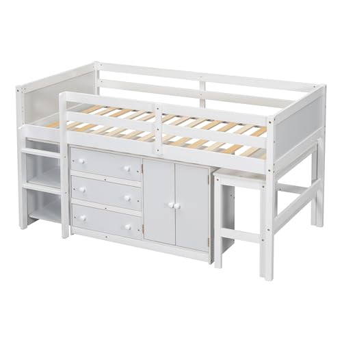 White Full Size Platform Bed with Storage Headboard and 2 Drawers V251096