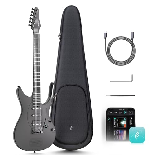 39" Smart Electric Carbon Fiber Guitar with 15W Wireless Speaker and Gig Bag J41062