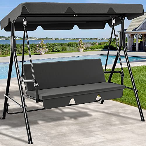 3 Person Patio Swing Chair with Adjustable Canopy and Removable Cushion A703
