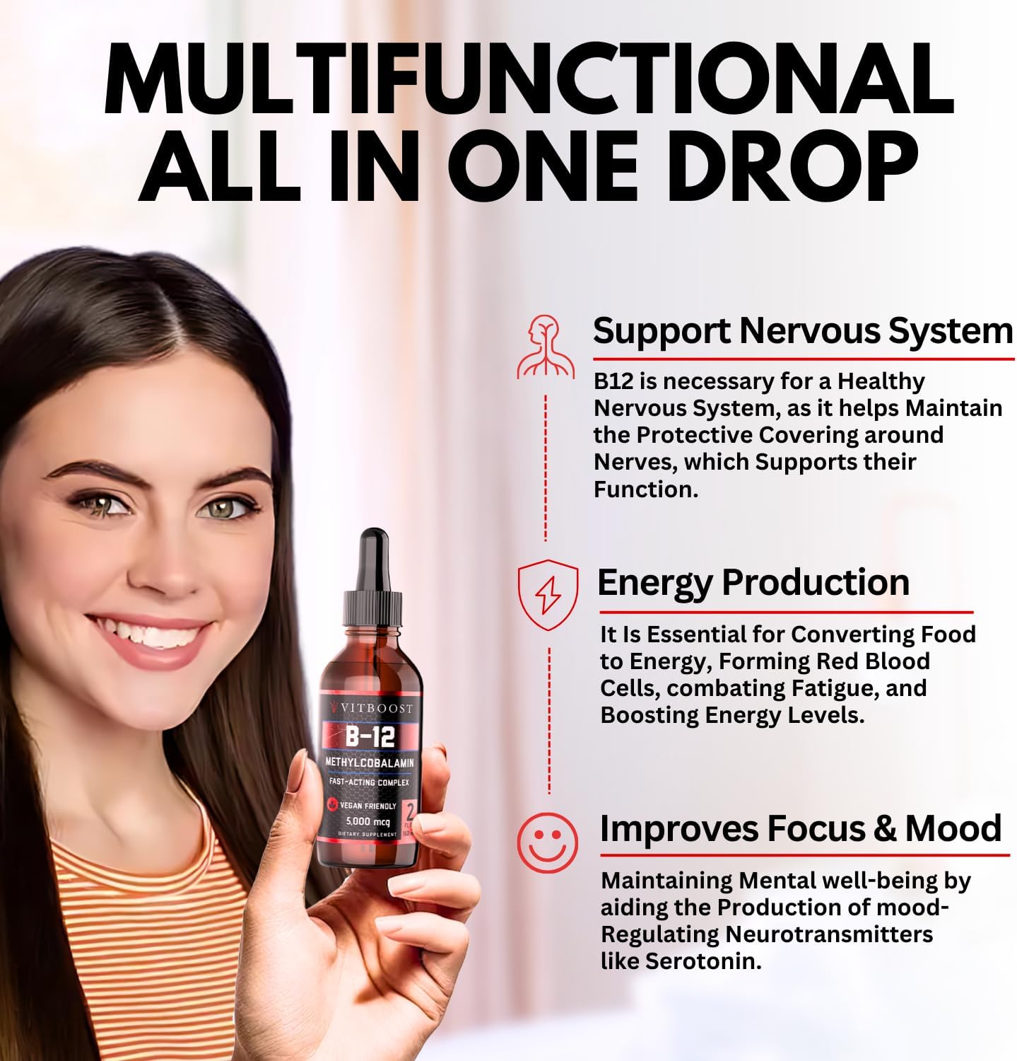 60 x 5000 mcg Raspberry Flavored Vitamin B12 Liquid Methylcobalamin Supplement O751