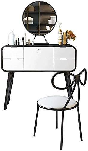 White Stainless Steel Dressing Vanity Table with Mirror Stool B501