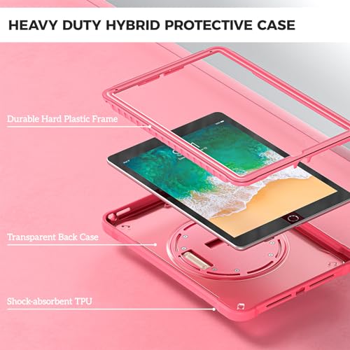Rugged Case for iPad 9.7 Inch 5th 6th Gen/iPad Air 2 / iPad Pro 9.7, Heavy Duty Shockproof Cover with Hand Strap 360 Degree Rotatable Kickstand - Black R34214