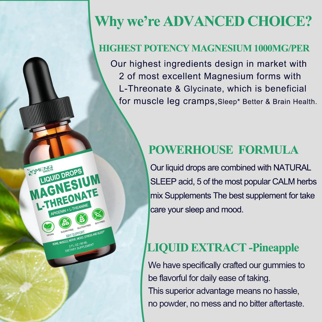 Magnesium L-Threonate Liquid with Apigenin Theanine Passion Flower Lemon Balm H199