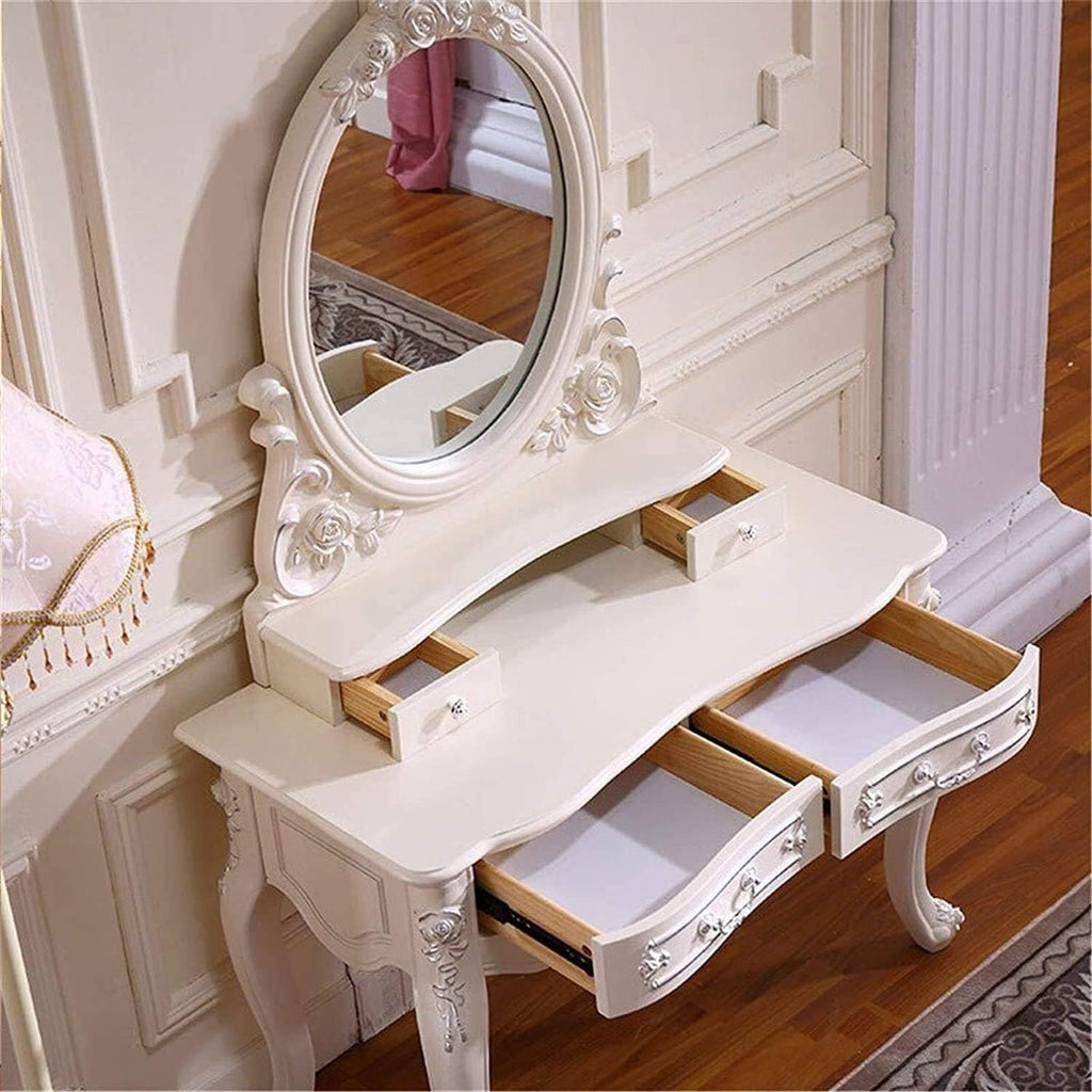 Solid Wood Dressing Vanity Table with Stool A490558