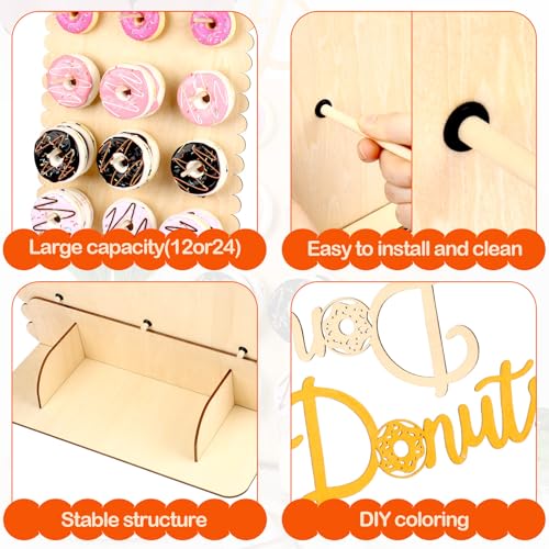 Reusable 12 Peg Wooden Donut Wall Stand N888