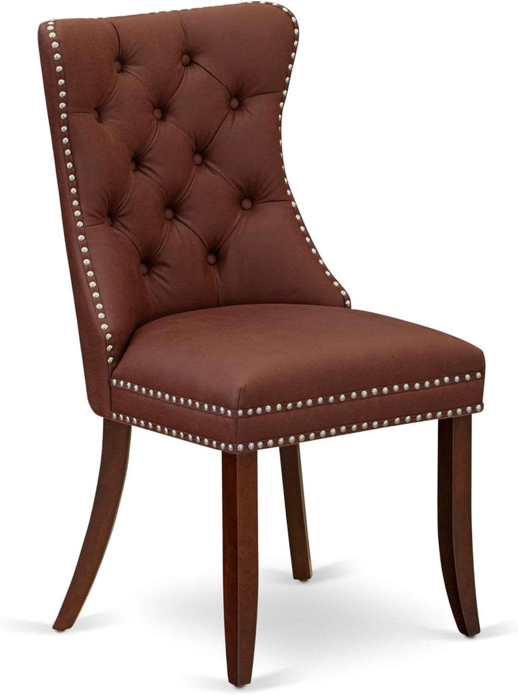 7 Piece Rectangle Wood Dining Table Set with 6 Upholstered Chairs, Mahogany A13908