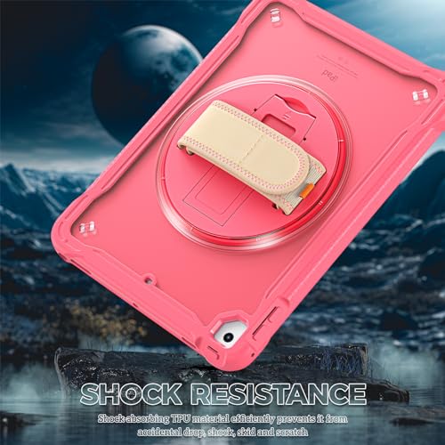 Rugged Case for iPad 9.7 Inch 5th 6th Gen/iPad Air 2 / iPad Pro 9.7, Heavy Duty Shockproof Cover with Hand Strap 360 Degree Rotatable Kickstand - Black R34214