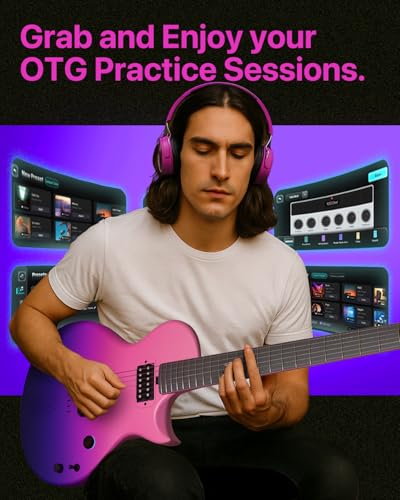 39" Smart Electric Carbon Fiber Guitar with 15W Wireless Speaker and Gig Bag J41062