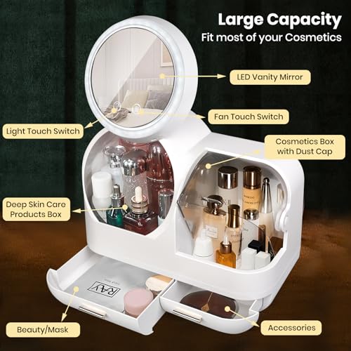 White 15" L×8.5"W×12"H Desktop Makeup Box with Drawers L485722