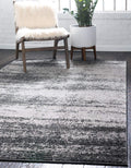 Dark Gray / Ivory 6' 1" x 9' Rectangle Area Rug R465799
