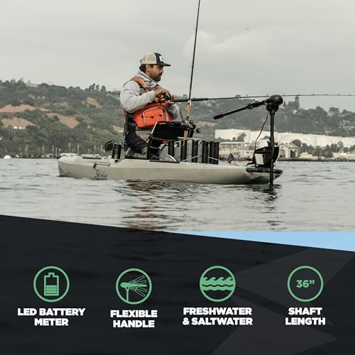 55lb Thrust Transom Mounted Saltwater Electric Trolling Motor with LED Battery Indicator (36" Shaft) I688