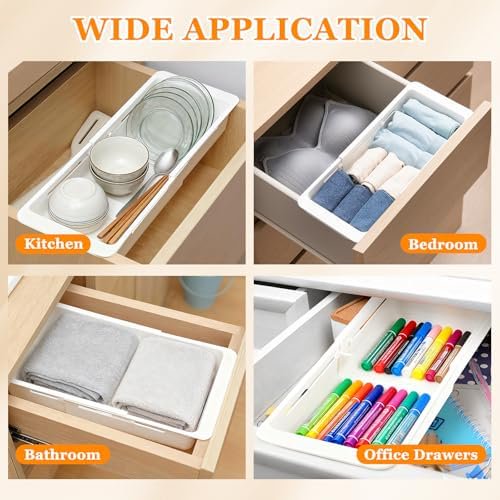 2 Pack White Hanging Drawer Organizer with Non-Hanging Sliding Storage Trays X601190