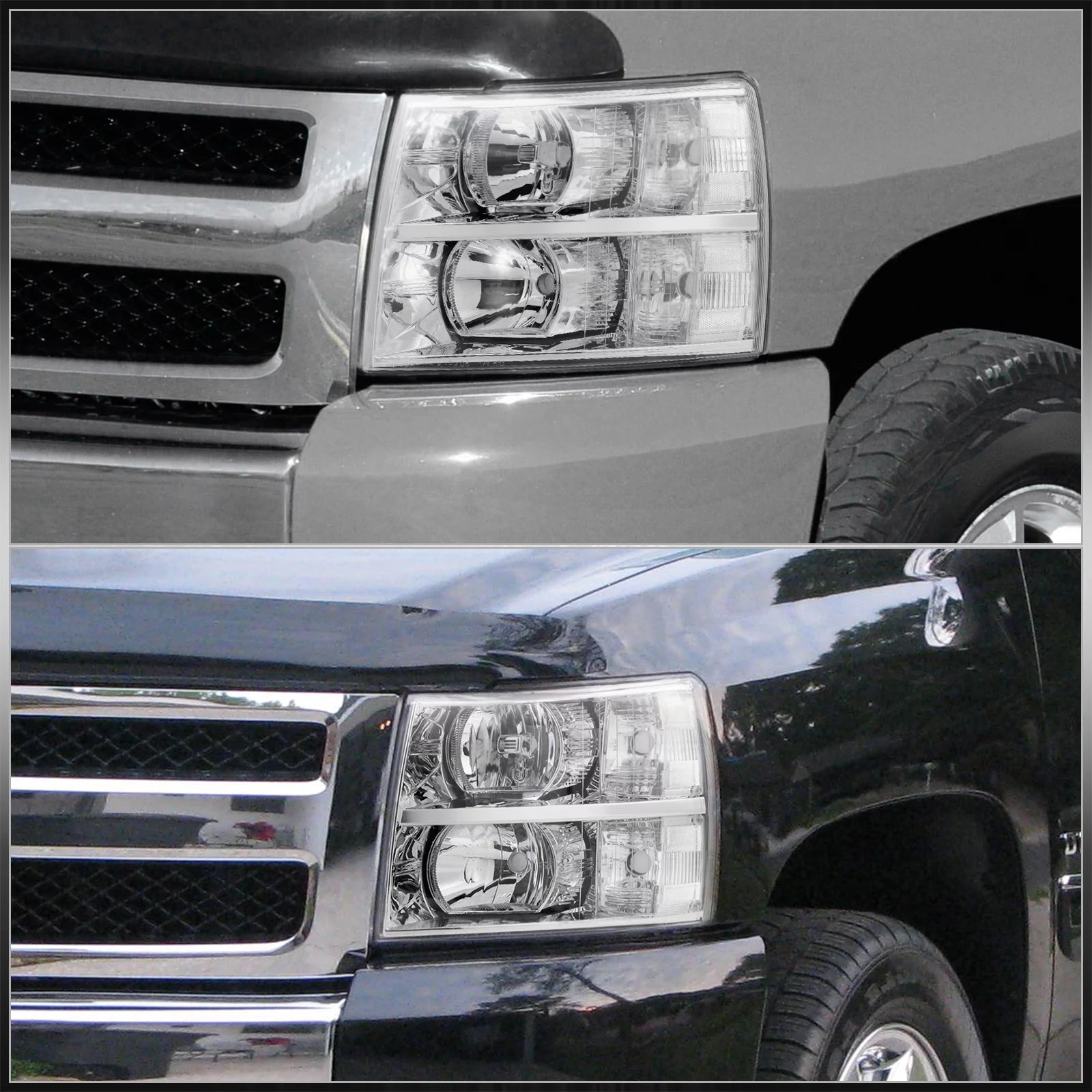 Chrome Housing Clear Lens Headlights Driving Signal Bumper Lamps R404