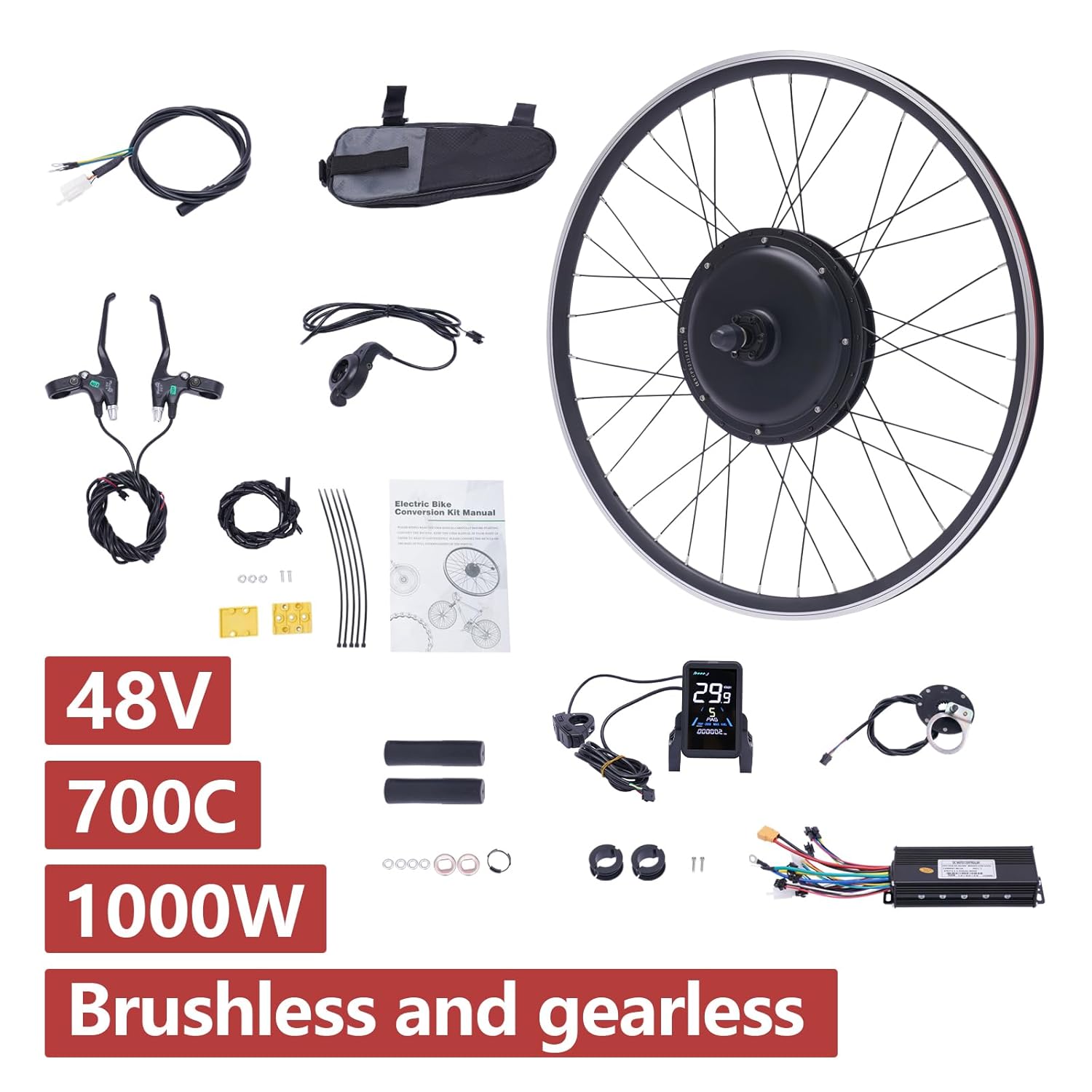 48V 1000W Rear Wheel Electric Bike Conversion Kit for 700C 28"/29'' X123526