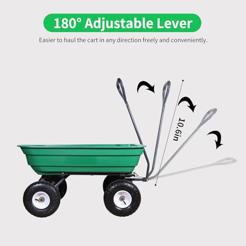 600 Lbs Poly Garden Dump Cart with 10" No-Flat Tires L90405