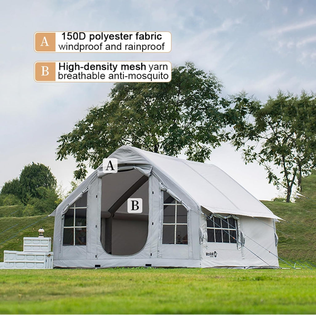 Inflatable Camping Tent with Chimney Opening, 6-8 People with Air Pump & Skylight, 4 Seasons G21262