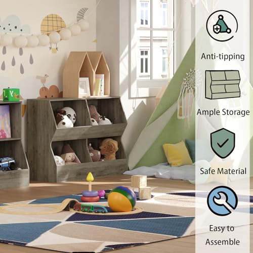 4 Cubby Wooden Toy Storage Bookshelf W730
