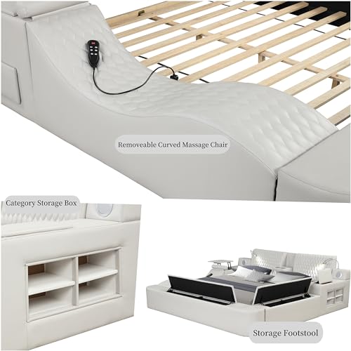 Black King Bed Frame with Adjustable Headboard and Storage Shelf B285