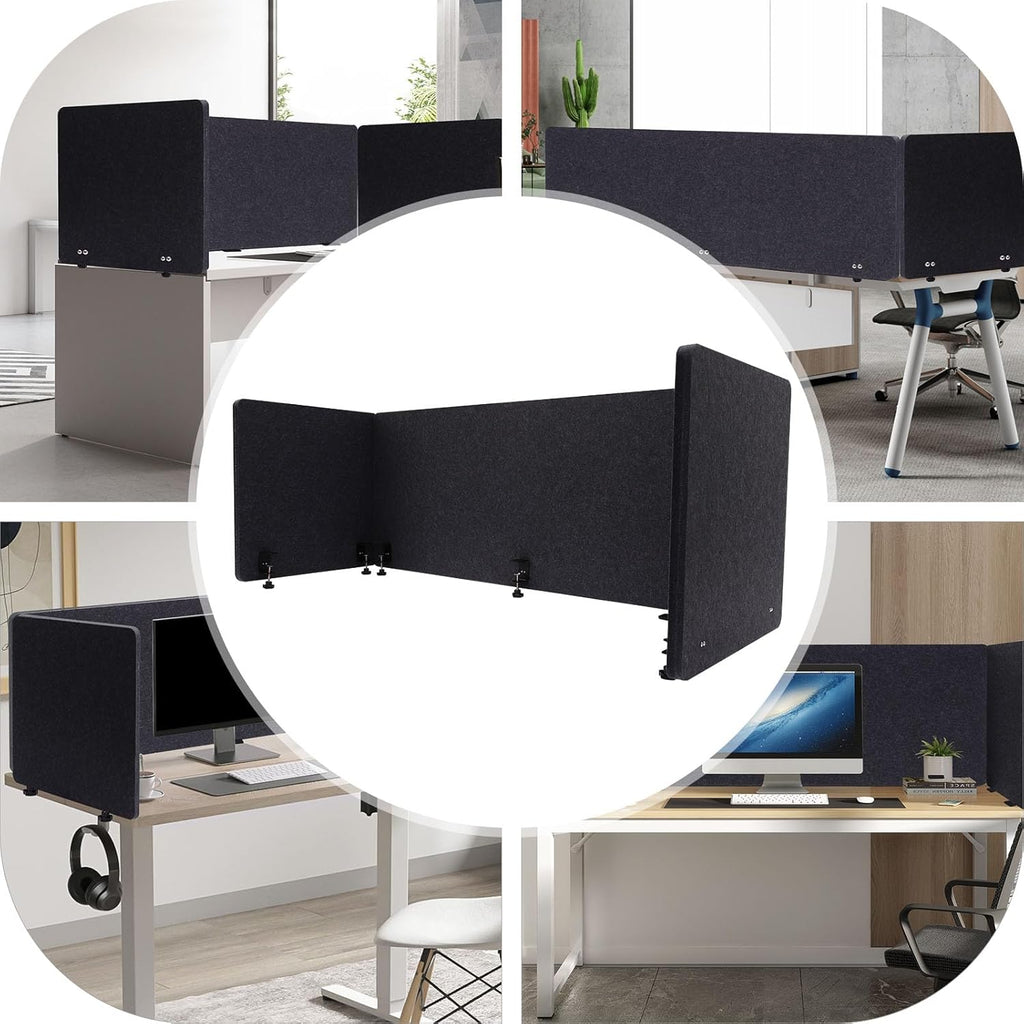 Dark Gray Acoustic Desk Privacy Panel, 59"L x 24"W V38311