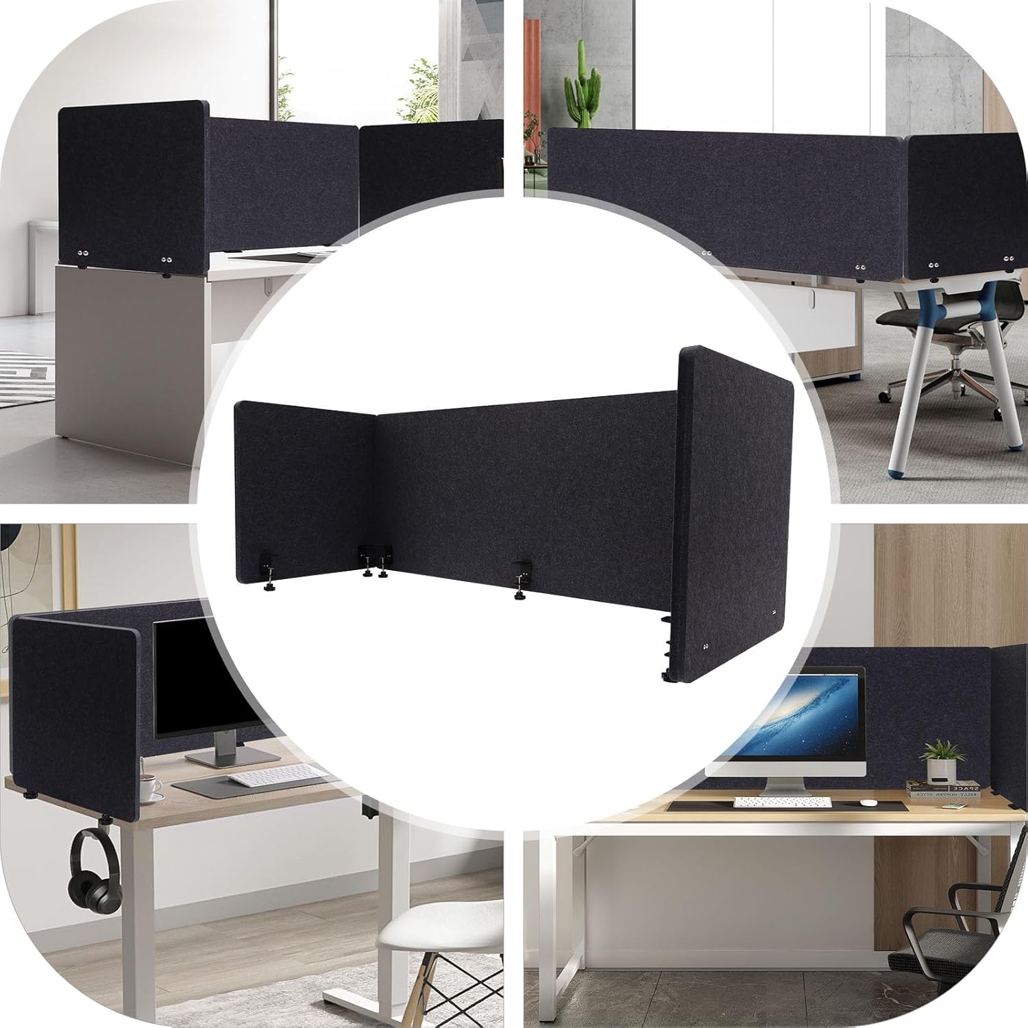 Dark Gray Acoustic Desk Privacy Panel, 59"L x 24"W V38311