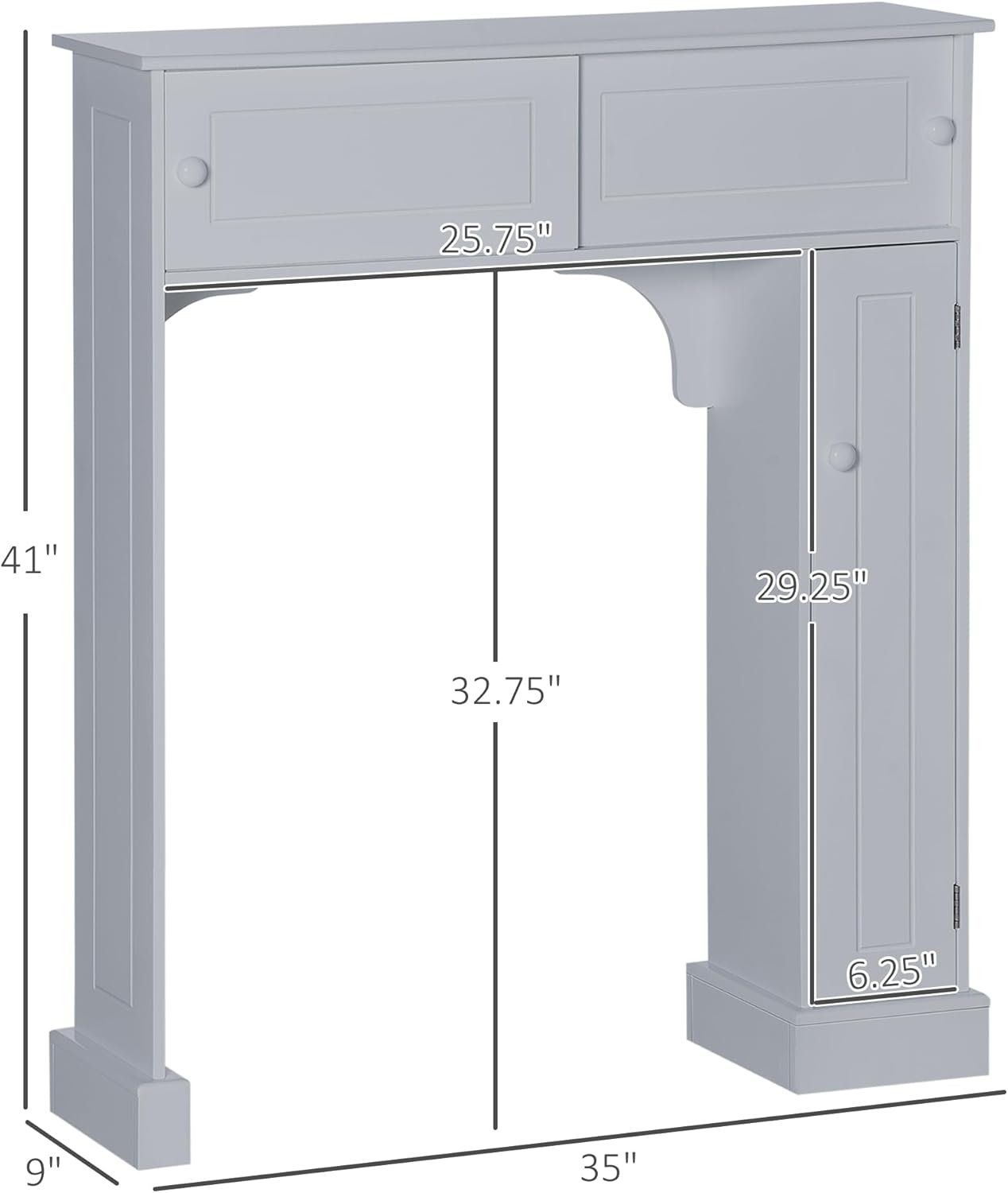 Gray Freestanding Over The Toilet Bathroom Cabinet with Adjustable Shelves T675163