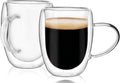 12oz Clear Glass Double Walled Coffee Mugs Set of 2 S173