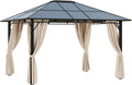 Off-White 10' x 12' Hardtop Gazebo with Polycarbonate Roof Aluminum Frame D3799