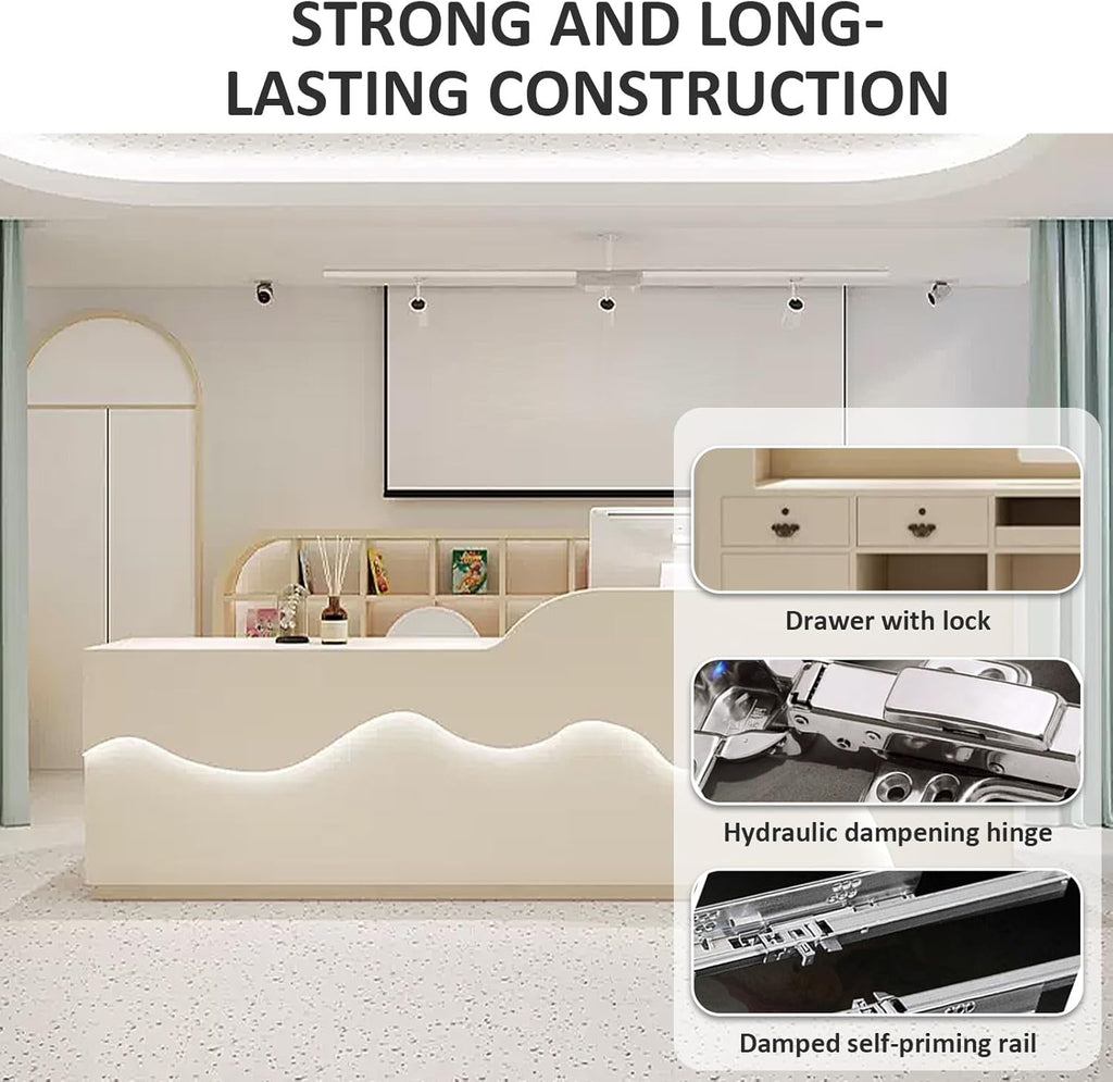 Reception Desk with Lockers and Storage Shelves Y130212