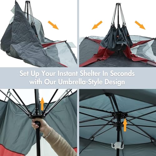 Red/Grey 2-4 Person UPF50+ Beach Tent with Carry Bag G44928