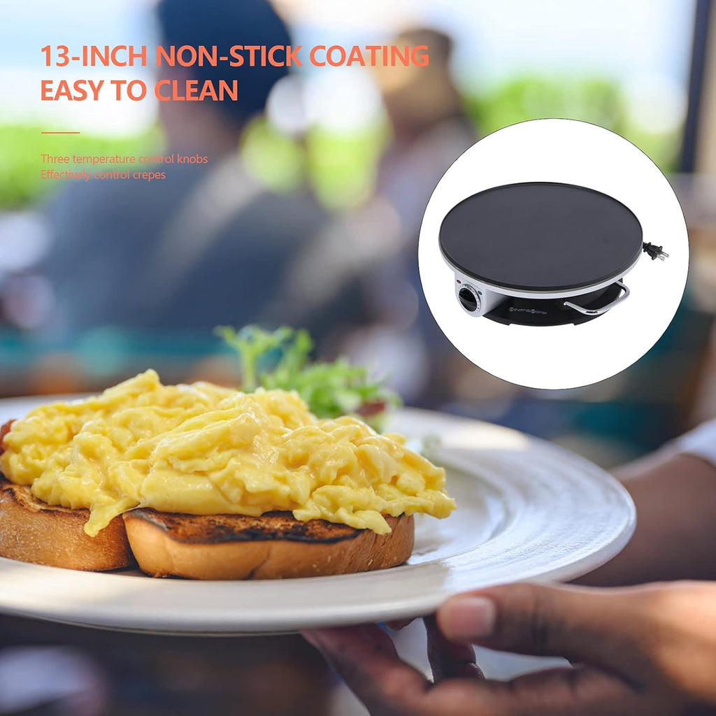 13in Non Stick Electric Crepe Maker with Temperature Control Knob Q528457