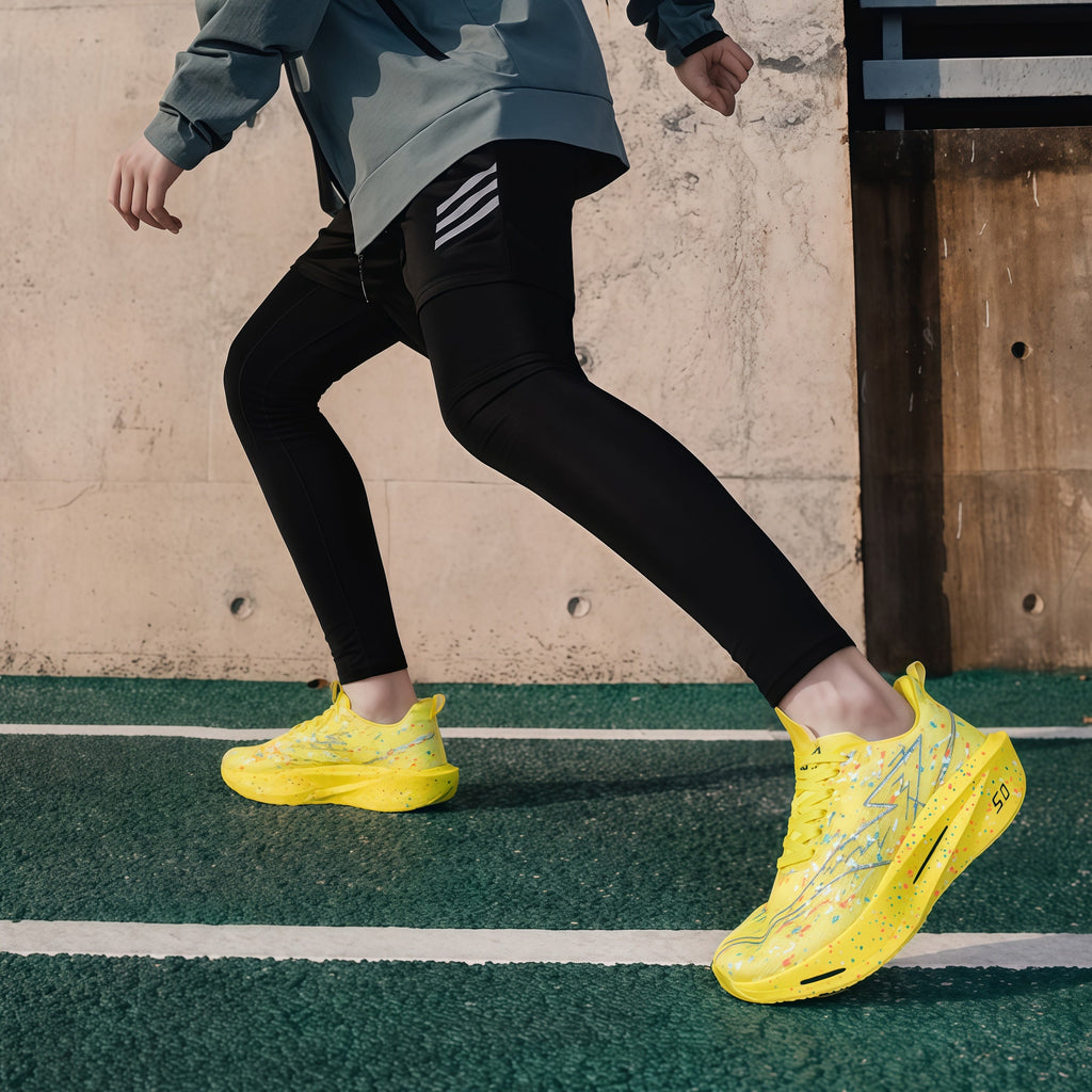 Women's Graffiti Lightning Chunky Platform Sneakers - Breathable Mesh Running Shoes