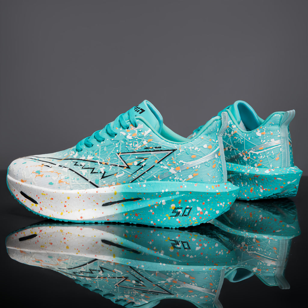 Women's Graffiti Lightning Chunky Platform Sneakers - Breathable Mesh Running Shoes