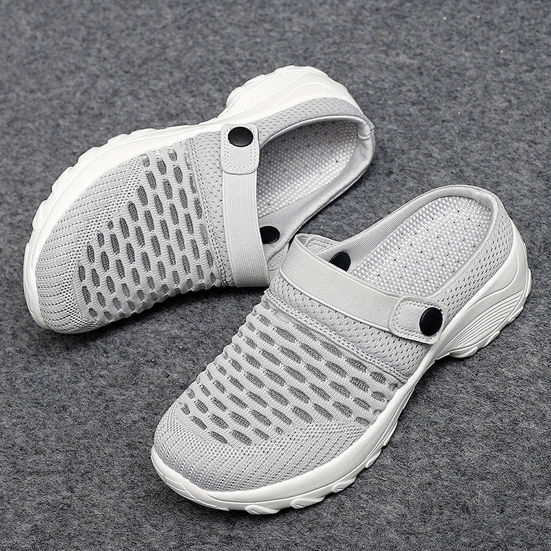 Breathable Mesh Slip-On Clogs Women Lightweight Walking Shoes with Adjustable Strap