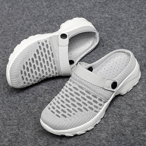 Breathable Mesh Slip-On Clogs Women Lightweight Walking Shoes with Adjustable Strap