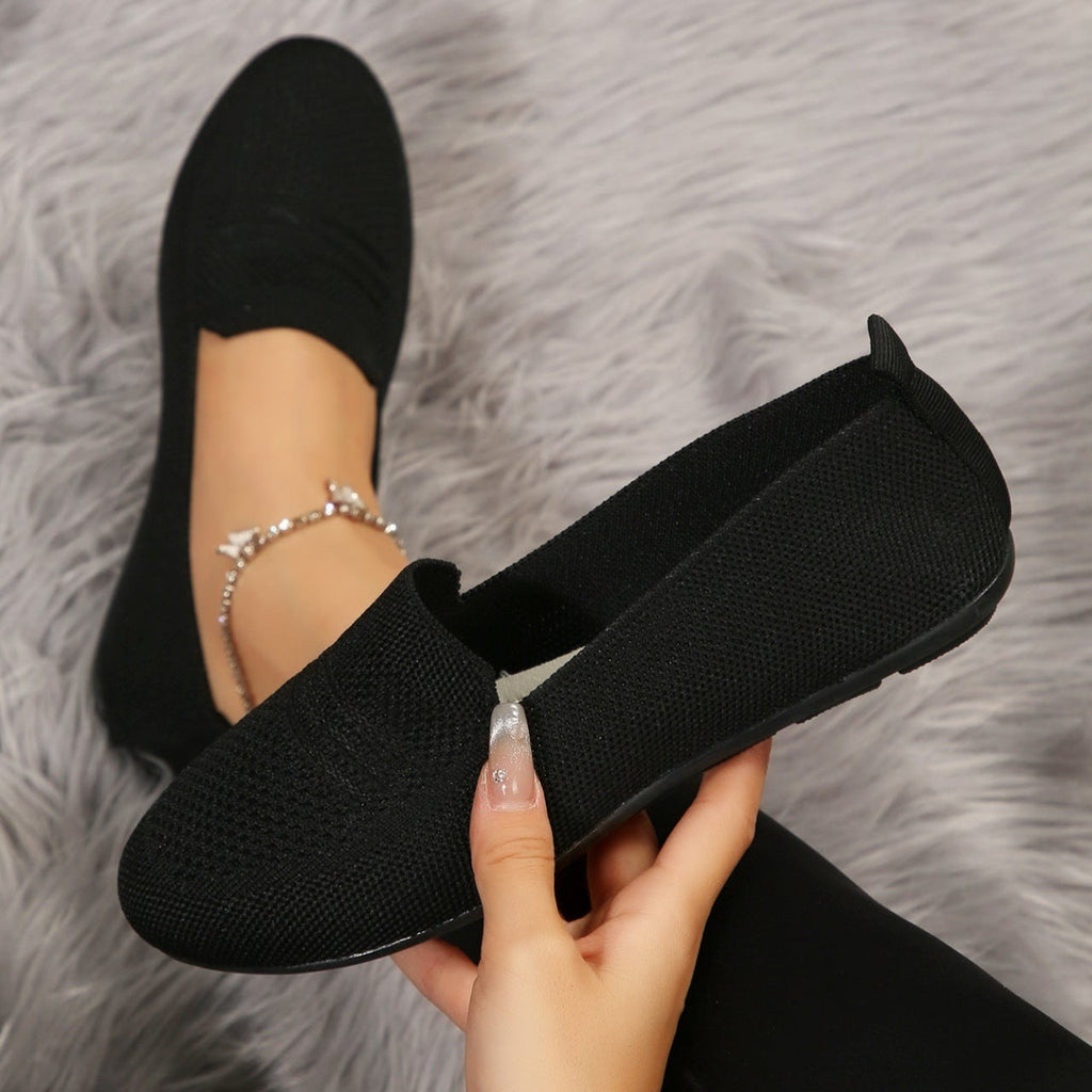 Women's Breathable Mesh Knit Slip-On Loafers – Comfortable Casual Flat Shoes