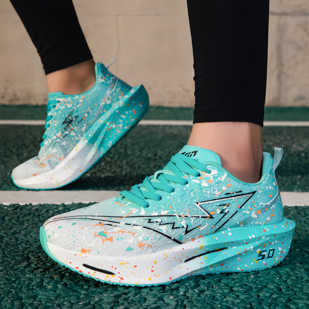 Women's Graffiti Lightning Chunky Platform Sneakers - Breathable Mesh Running Shoes