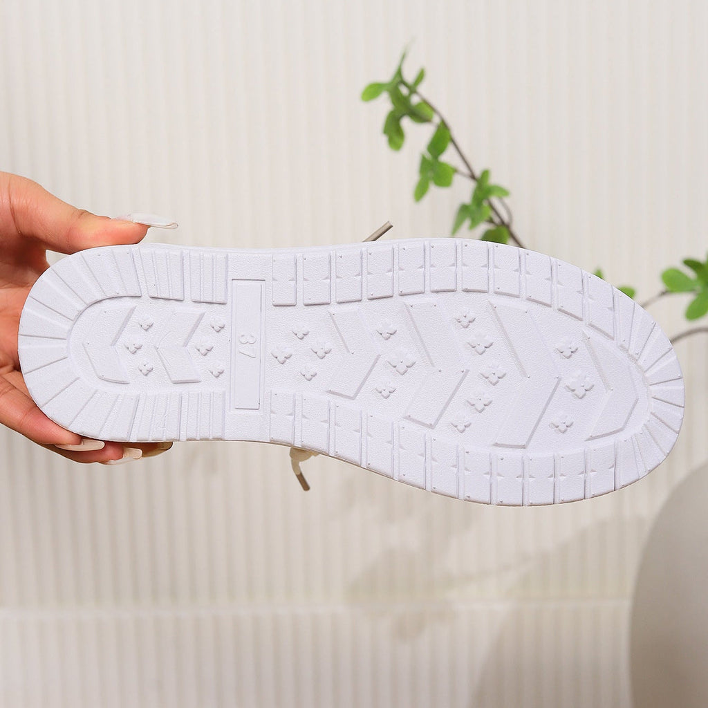Plaid Canvas Slip-On Sneakers Women Casual Lace-Up Comfort Shoes