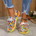 Colorful Rainbow Platform Slip-On Shoes Women Casual Comfort Sneakers with Zipper