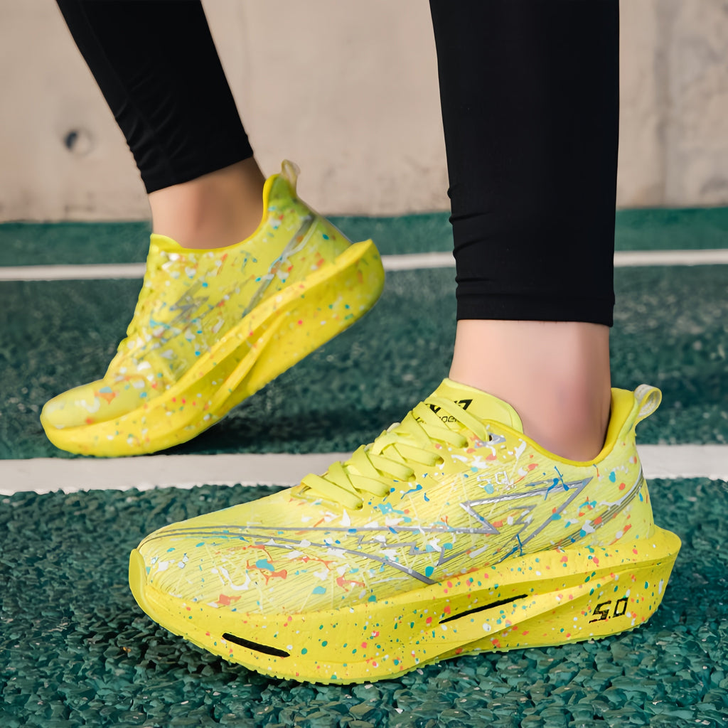 Women's Graffiti Lightning Chunky Platform Sneakers - Breathable Mesh Running Shoes