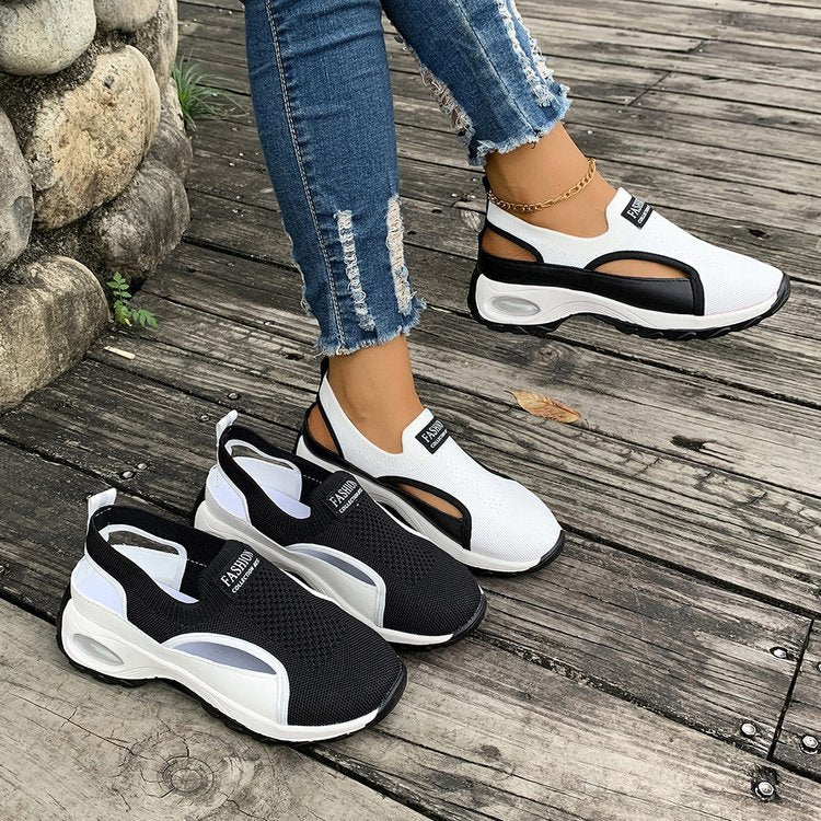Women's Breathable Mesh Slip-On Sneakers Chunky Platform Casual Shoes
