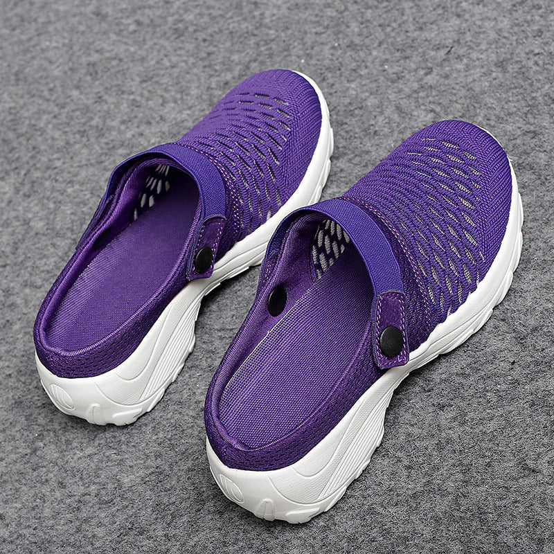 Breathable Mesh Slip-On Clogs Women Lightweight Walking Shoes with Adjustable Strap