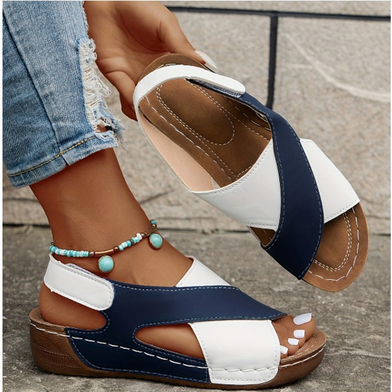 Women Cross Strap Wedge Sandals Platform Comfort Casual Summer Shoes