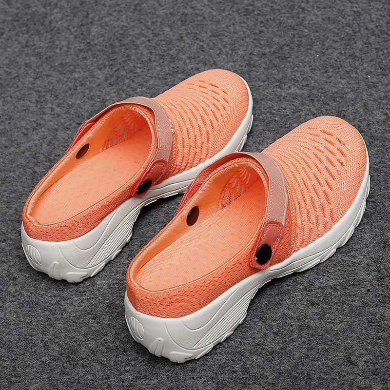 Breathable Mesh Slip-On Clogs Women Lightweight Walking Shoes with Adjustable Strap