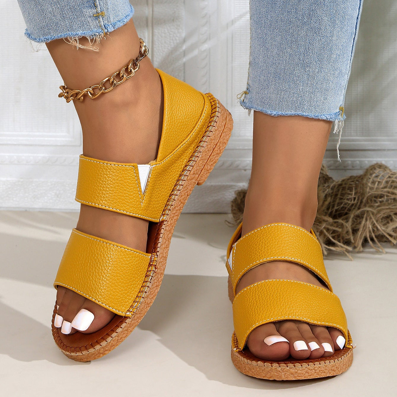 Women's Double Strap Platform Espadrille Sandals Comfortable Summer Shoes