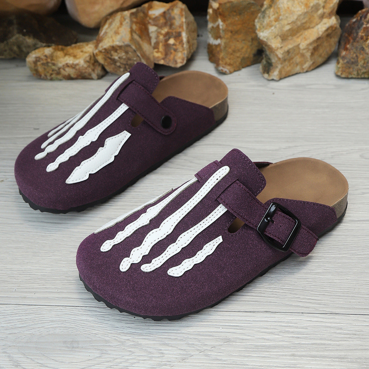Women's Skeleton Bone Clogs Platform Buckle Mules - Comfy Casual Slip-On Shoes