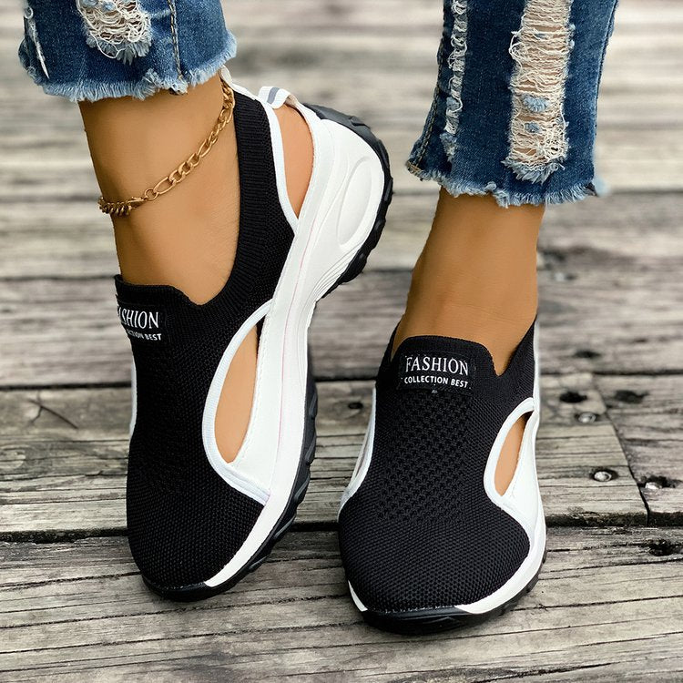 Women's Breathable Mesh Slip-On Sneakers Chunky Platform Casual Shoes